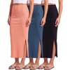 image:image3 Pack Womens Ribbed Maxi Long Skirts High Waisted with Side Slit Pencil  Work Summer Business Casual Dressy Cute Office Trendy Fall Winter Formal Ladies Stretchy Faldas De MujerSet 7