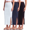 image:image3 Pack Womens Ribbed Maxi Long Skirts High Waisted with Side Slit Pencil  Work Summer Business Casual Dressy Cute Office Trendy Fall Winter Formal Ladies Stretchy Faldas De MujerSet 3