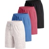 image:image4 Pack Womens Bermuda Shorts 7 Knee Length Athletic Yoga Lounge Pockets  Available In Plus Size Stretchy Long Comfy Drawstring Casual Summer Sweat Gym Workout Walking Running SportsSet 2