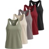 image:image5 Pack Womens Dry Fit Racerback Tank Tops Sleeveless Athletic Workout Gym  Available In Plus Size Stretchy Moisture Wicking Muscle Activewear Yoga Pilates Running Hiking Exercise BreathableSet 6