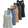 image:image5 Pack Womens Dry Fit Racerback Tank Tops Sleeveless Athletic Workout Gym  Available In Plus Size Stretchy Moisture Wicking Muscle Activewear Yoga Pilates Running Hiking Exercise BreathableSet 5