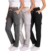 image:imageLadies Fleece Cargo Open Bottom SweatpantSolid Black  Charcoal Heather  Grey Heather