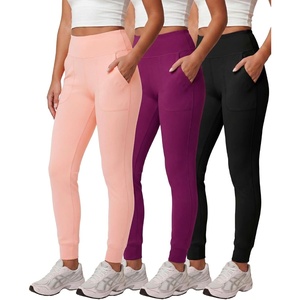 image:image3 Pack Womens Jogger Leggings High Waisted Yoga Workout Sweatpants Pockets  Available in Plus Size Gym Running Track Pilates Athletic Pants Work Travel Lounge Wear Jogging Cuffed Ankle SoftSet 5