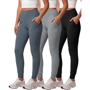 image:image3 Pack Womens Jogger Leggings High Waisted Yoga Workout Sweatpants Pockets  Available in Plus Size Gym Running Track Pilates Athletic Pants Work Travel Lounge Wear Jogging Cuffed Ankle SoftSet 12