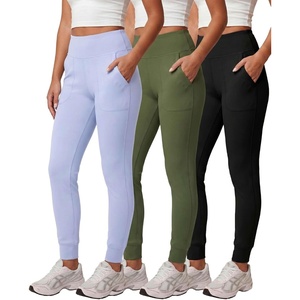 image:image3 Pack Womens Jogger Leggings High Waisted Yoga Workout Sweatpants Pockets  Available in Plus Size Gym Running Track Pilates Athletic Pants Work Travel Lounge Wear Jogging Cuffed Ankle SoftSet 2