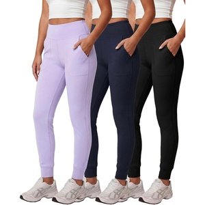image:image3 Pack Womens Jogger Leggings High Waisted Yoga Workout Sweatpants Pockets  Available in Plus Size Gym Running Track Pilates Athletic Pants Work Travel Lounge Wear Jogging Cuffed Ankle SoftSet 9