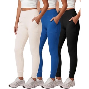 image:image3 Pack Womens Jogger Leggings High Waisted Yoga Workout Sweatpants Pockets  Available in Plus Size Gym Running Track Pilates Athletic Pants Work Travel Lounge Wear Jogging Cuffed Ankle SoftSet 4