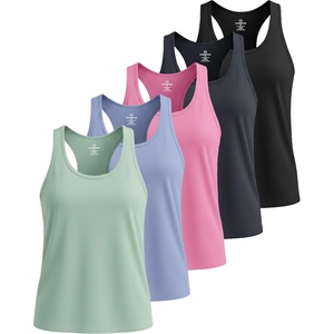 image:image5 Pack Womens Dry Fit Racerback Tank Tops Sleeveless Athletic Workout Gym  Available In Plus Size Stretchy Moisture Wicking Muscle Activewear Yoga Pilates Running Hiking Exercise BreathableSet 2