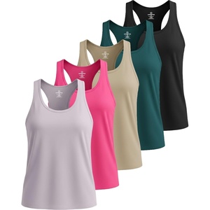 image:image5 Pack Womens Dry Fit Racerback Tank Tops Sleeveless Athletic Workout Gym  Available In Plus Size Stretchy Moisture Wicking Muscle Activewear Yoga Pilates Running Hiking Exercise BreathableSet 3