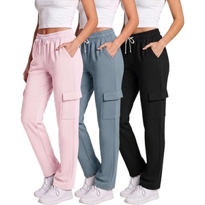 image:imageLadies Fleece Cargo Open Bottom SweatpantSolid Black  Solid Citadel  Solid Pale Lilac