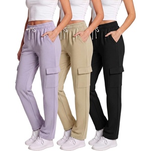image:imageLadies Fleece Cargo Open Bottom SweatpantSolid Black  Solid Mojave Desert  Solid Orchid Petal