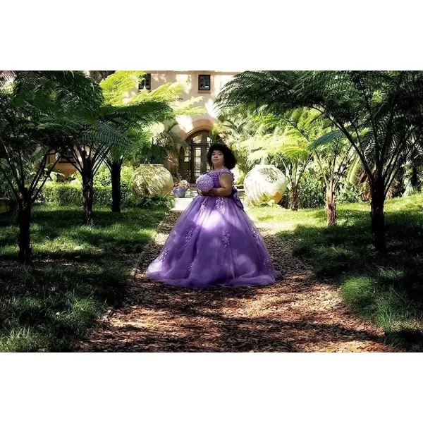 Youjiayi Off Shoulder Quinceanera Dresses Ball Gown 3D Floral Sweet 15 16 Dresses Puffy Prom Dresses with Train YJY77Burgundy
