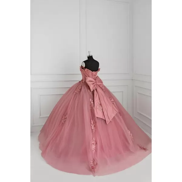Youjiayi Off Shoulder Quinceanera Dresses Ball Gown 3D Floral Sweet 15 16 Dresses Puffy Prom Dresses with Train YJY77Red