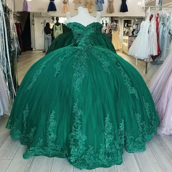 Youjiayi Womens Off Shoulder Quinceanera Dresses Ball Gown Long Tulle Bow 2022 Lace Ball Gowns for Sweet 15 16Yellow