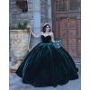 imageYoujiayi Princess Velvet Quinceanera Dresses with Bow Sparkly Beaded Sweet 16 Dresses for Women Off Shoulder Long Ball GownDark Burgundy