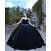 imageYoujiayi Princess Velvet Quinceanera Dresses with Bow Sparkly Beaded Sweet 16 Dresses for Women Off Shoulder Long Ball GownDark Burgundy