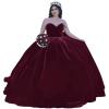 imageYoujiayi Princess Velvet Quinceanera Dresses with Bow Sparkly Beaded Sweet 16 Dresses for Women Off Shoulder Long Ball GownDark Burgundy