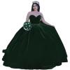 imageYoujiayi Princess Velvet Quinceanera Dresses with Bow Sparkly Beaded Sweet 16 Dresses for Women Off Shoulder Long Ball GownDark Green