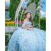 imageYoujiayi 3D Floral Quinceanera Dresses with Bow Off Shoulder Lace Appliques Sweet 16 Dresses Sparkly Beaded Long Ball GownLavender Deep