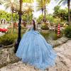 imageYoujiayi 3D Floral Quinceanera Dresses with Bow Off Shoulder Lace Appliques Sweet 16 Dresses Sparkly Beaded Long Ball GownPeach
