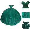 imageYoujiayi Princess Off Shoulder Quinceanera Dresses Puffy Lace Tulle Sweet 16 Dress with Train Big Bow Long Ball GownsAqua