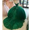 imageYoujiayi Princess Off Shoulder Quinceanera Dresses Puffy Lace Tulle Sweet 16 Dress with Train Big Bow Long Ball GownsAqua