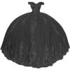 imageYoujiayi Princess Off Shoulder Quinceanera Dresses Puffy Lace Tulle Sweet 16 Dress with Train Big Bow Long Ball GownsBlack