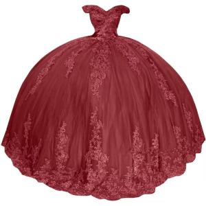 imageYoujiayi Princess Off Shoulder Quinceanera Dresses Puffy Lace Tulle Sweet 16 Dress with Train Big Bow Long Ball GownsDesert Rose