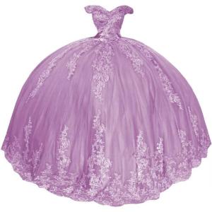 imageYoujiayi Princess Off Shoulder Quinceanera Dresses Puffy Lace Tulle Sweet 16 Dress with Train Big Bow Long Ball GownsWisteria