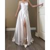 imageYoujiayi Spaghetti Strap Bridesmaid Dresses with Slit Long Satin Formal Evening Dress ALine V Neck Party Gowns for WomenSage