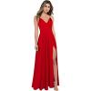 imageYoujiayi Spaghetti Strap Bridesmaid Dresses with Slit Long Satin Formal Evening Dress ALine V Neck Party Gowns for WomenRed