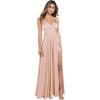 imageYoujiayi Spaghetti Strap Bridesmaid Dresses with Slit Long Satin Formal Evening Dress ALine V Neck Party Gowns for WomenRose Gold