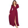 imageYoujiayi Long Sleeve Chiffon Bridesmaid Dresses for Women Simple V Neck Formal Dresses Side Split Evening Party GownsYellow