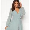 imageYoujiayi Long Sleeve Chiffon Bridesmaid Dresses for Women Simple V Neck Formal Dresses Side Split Evening Party GownsYellow