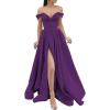 imageYoujiayi Off Shoulder Prom Dresses with Pockets Long Satin Formal Dresses for Women Sweetheart Evening Party Gowns with SlitMint