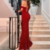 imageYoujiayi Sparkly Sequin Prom Dresses with Slit Long Mermaid Fomral Dress for Women Off Shoulder Evening Party Gown with TrainChampagne Light