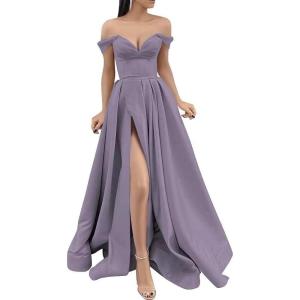 imageYoujiayi Off Shoulder Prom Dresses with Pockets Long Satin Formal Dresses for Women Sweetheart Evening Party Gowns with SlitWisteria