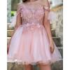 imageYoujiayi 3D Butterfly Homecoming Dresses Sparkly Floral Tulle DAMA Dresses for Quinceanera Sequin Short Prom Dress for TeensLavender
