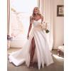 imageYoujiayi ALine Satin Wedding Dresses for Bride Long V Neck Pleated Wedding Gowns Side Split Bridal Dress for WomenPink