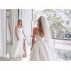 imageYoujiayi ALine Satin Wedding Dresses for Bride Long V Neck Pleated Wedding Gowns Side Split Bridal Dress for WomenPink