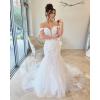 imageYoujiayi Mermaid Wedding Dresses for Bride Long Off Shoulder Bridal Gowns with Train A Line Lace Appliques Wedding Ball GownLavender