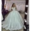 imageYoujiayi Off Shoulder Wedding Dresses for Bride Lace Appliques Bridal Gown for Women Princess A Line Wedding Ball GownLight Blue
