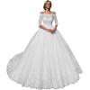 imageYoujiayi Princess 34 Sleeve Wedding Dresses for Bride Puffy Lace Tulle Bridal Gown Off Shoulder Wedding Gowns with TrainIvory