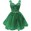 imageYoujiayi 3D Butterfly Short Homecoming Dresses for Teens Off Shoulder DAMA Dresses for Quinceanera Glitter Sequin Prom DressEmerald Green