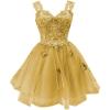 imageYoujiayi 3D Butterfly Short Homecoming Dresses for Teens Off Shoulder DAMA Dresses for Quinceanera Glitter Sequin Prom DressGold
