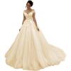 imageYoujiayi Elegant Lace Tulle Wedding Dresses for Women Off The Shoulder Bridal Gown with Train Puffy Long Wedding GownChampagne