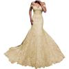 imageYoujiayi Elegant Mermaid Wedding Dresses for Bride Long Lace Tulle Bridal Gown Off Shoulder Wedding Gowns with TrainChampagne