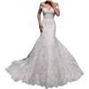 imageYoujiayi Elegant Mermaid Wedding Dresses for Bride Long Lace Tulle Bridal Gown Off Shoulder Wedding Gowns with TrainIvory