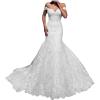 imageYoujiayi Elegant Mermaid Wedding Dresses for Bride Long Lace Tulle Bridal Gown Off Shoulder Wedding Gowns with TrainWhite