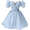 imageYoujiayi Off Shoulder Homecoming Dresses for Teens Sparkly Lace Tulle DAMA Dress for Quinceanera Beaded Short Prom GownLight Blue